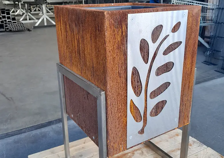 Corten steel square planter